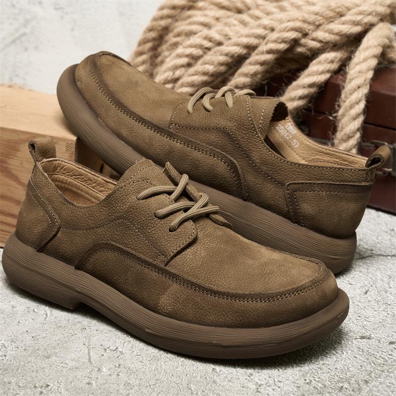 Весенне-летние новые мужские повседневные кожаные туфли, верхний слой коровьей кожи, ретро, универсальные, мягкая подошва, одинарные туфли, низкий вырез, шнуровка, мужская обувь