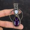 Кулон из фиолетового огненного лабрадорита, медная проволока, ювелирное изделие ручной работы, кулон из радужного лунного камня, драгоценный камень, медное ювелирное изделие, подарок для жены