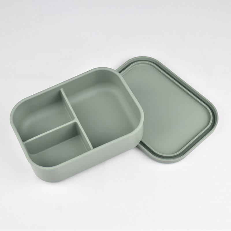 Silicone Food Storage Box With Lids 3 Compartment School Children Lunch Box Free Silicone Bento Lunch Box