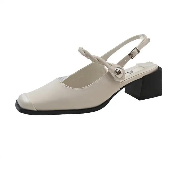 Модные французские туфли Мэри Джейн на массивном каблуке для женщин 2025 лето новый темперамент массивный каблук