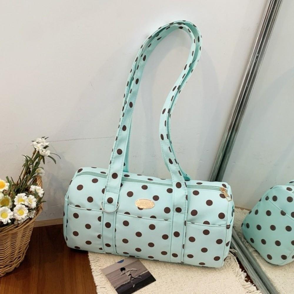 Large Capacity Polka Dot Shoulder Bag Cylinder Handbag Trendy Pillow Bag Daily
