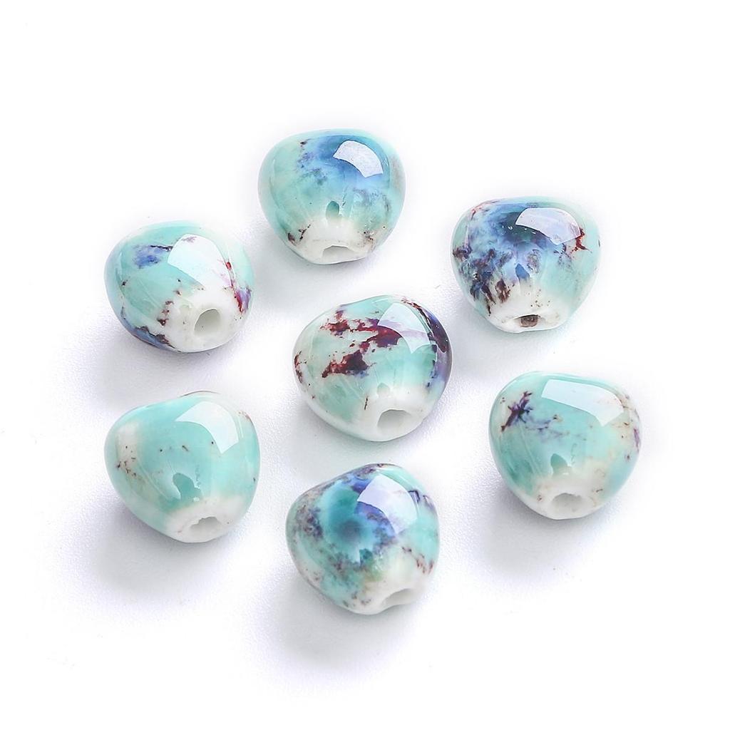 12x11 мм 10 шт., фарфоровые бусины в форме маленького сердца с цветочной глазурью, подвеска для изготовления ювелирных изделий своими руками