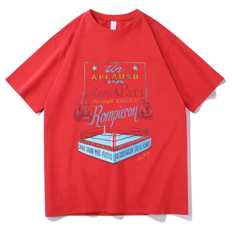 Bad Bunny DTMF Boxing‑Merch Graphic Print Unisex High‑Quality Pure Cotton Fun Loose Casual Fashion Women And Men T-Shirt
