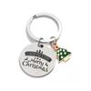 1PC Fashion Santa Claus Handbag Pendants Xmas Tree Cartoon Bell Metal Keyring Christmas Keychain