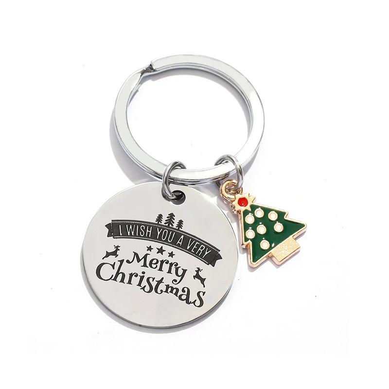 1PC Fashion Santa Claus Handbag Pendants Xmas Tree Cartoon Bell Metal Keyring Christmas Keychain