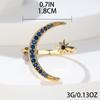 Boho Minimalist Blue Stone Female Stacking Star Moon Rings For Women Gold Color White Crystal Opening Ring Wedding Bands Gifts