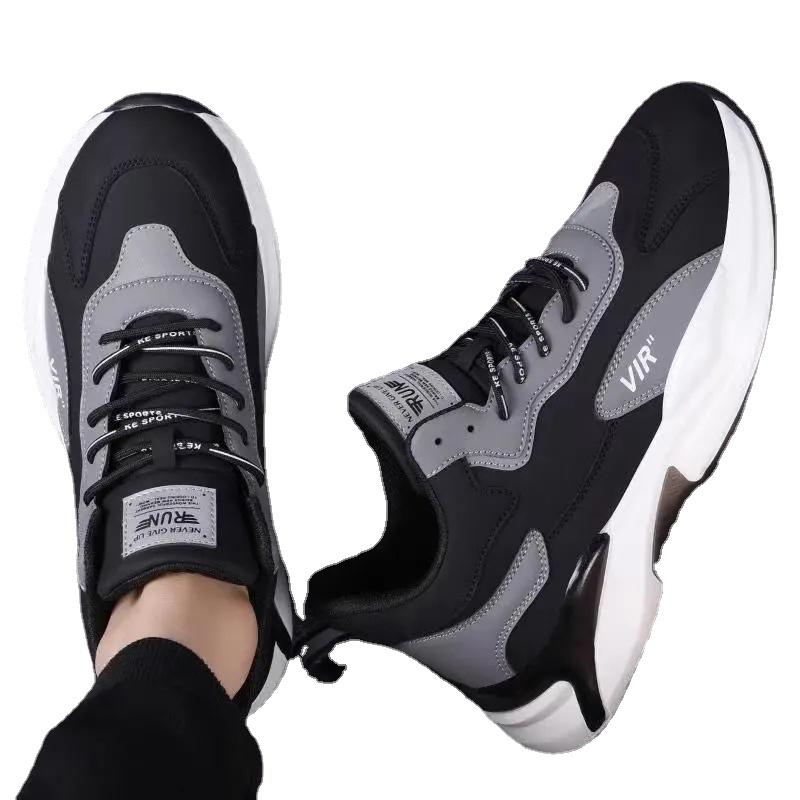 Fashion Men's Sneakers Comfortable Vulcanized Shoes Platform PU Casual Runing Shoes Men New Trendy Lace-up Sneakers Zapatillas Hombre