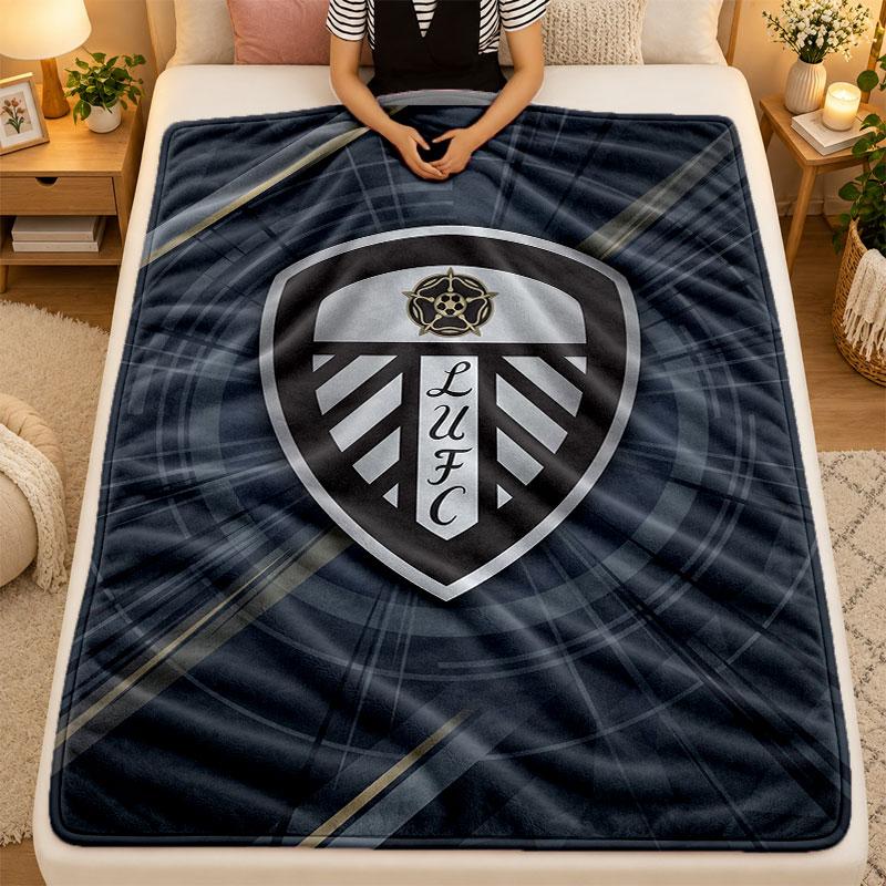 Flannel BlanketLeeds United Warm Soft Throw Blanket for Indoor Sofa Bed Living Room Use