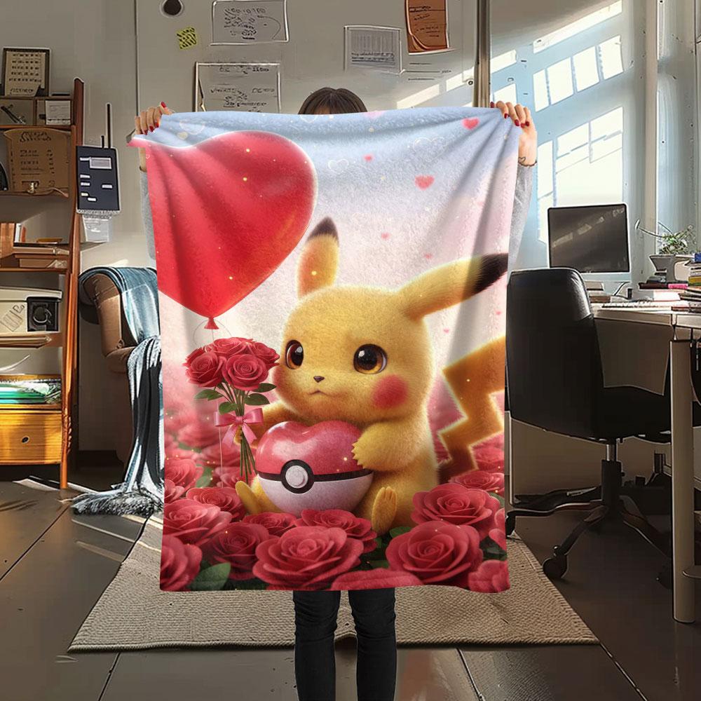 1Pc Balloon Cluster Print Flannel Blanket, High quality Comfortable for All Seasons, Home Decor, Warmth and Comfort, Perfect for Christmas Gifts