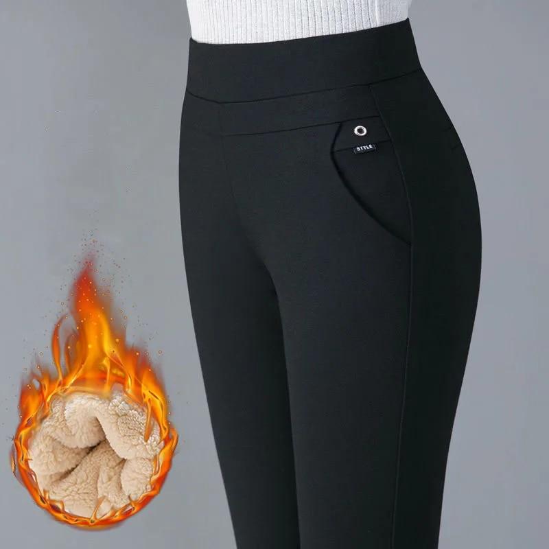 Женские эластичные брюки-карандаш женские плюшевые эластичные женские офисные OL узкие брюки