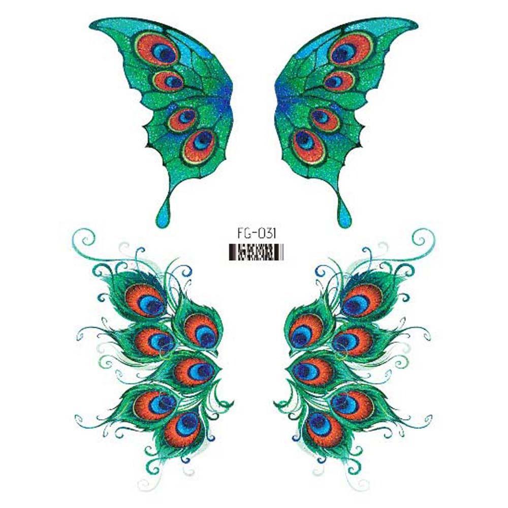 Временные татуировки Лунное лицо Крылья Поддельная татуировка Наклейки татуировки бабочки Наклейки татуировки цветы