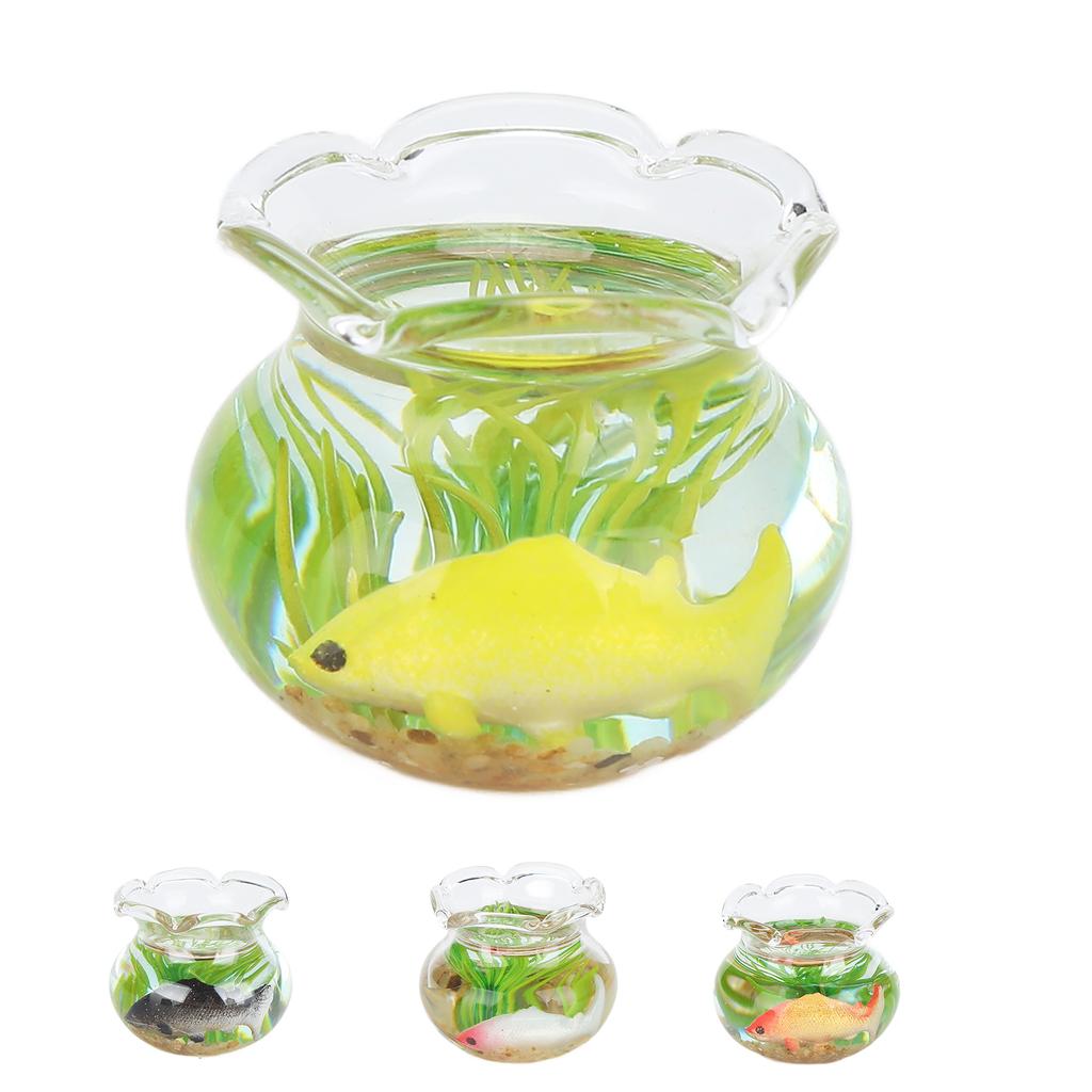 4pcs 1:12 Scale Miniature Glass Goldfish Bowl DIY Fish Bowl Glass Fish Tank Dollhouse