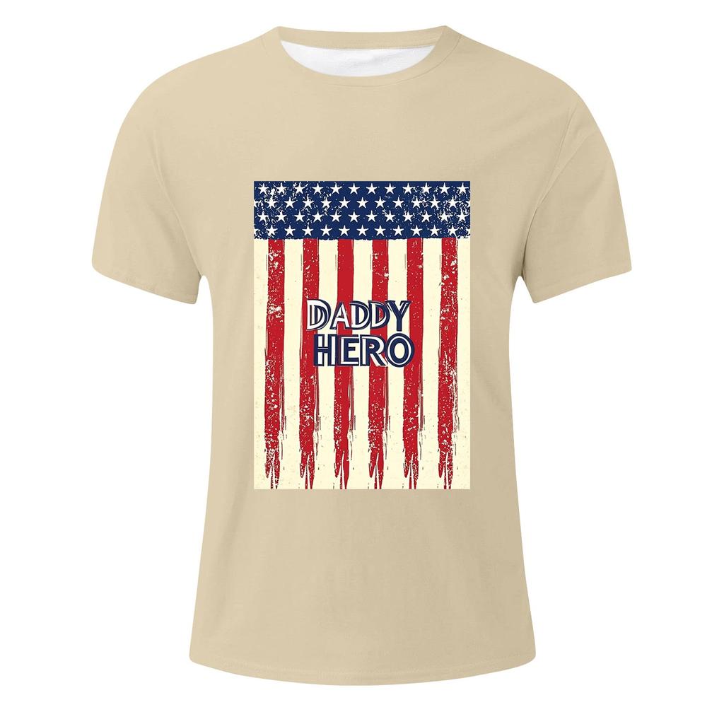 Мужская футболка с принтом флага ко Дню отца, мужской свободный повседневный топ с коротким рукавом