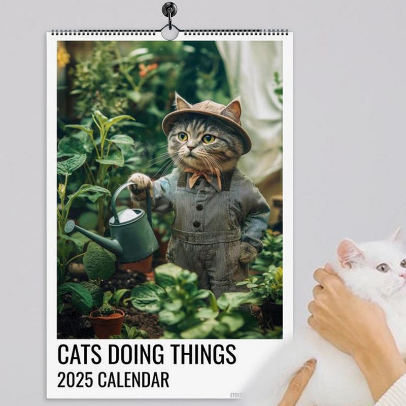 Календарь с кошками Забавные кошки Подвесной ежемесячный календарь 2025 Кошачий настенный календарь 12 месяцев Семейный календарь-планировщик Подарок для любителей кошек