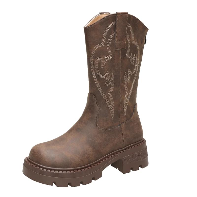 Модные женские туфли на плоской подошве до середины голени, ботинки «Челси», зимняя модная обувь на платформе, дизайнерские трендовые платья, готические ботинки, удобные для ходьбы, Zapatos Mujer