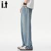 Izzue It Мужские прямые джинсы из лиоцелла Tencel в американском уличном стиле