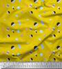 Yellow Japan Crepe Satin Fabric Ice Cream & Cupcakes Food Print Sewing Fabric Metre 42 Inch