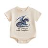 Baby Boy Summer Casual Jumpsuit Short Sleeve Round Neck Letter Dragon Print Loose Fit Romper
