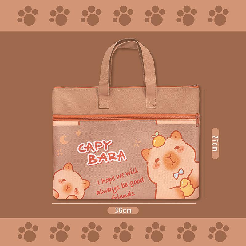 Сумка для учебников Capybara Students из холста, большая вместимость, с застежкой-молнией, школьный пакет, школьные канцелярские принадлежности, сумка для документов для студентов