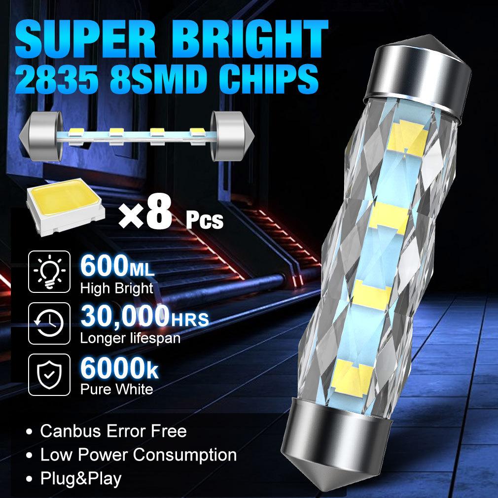 2 шт. 360° C5W C10W светодиодные лампы Canbus 31 мм 36 мм 39 мм 41 мм Фестон 8SMD светодиодный автомобильный внутренний свет купольный свет для чтения дверная лампа 12 В Авто 6000K белый