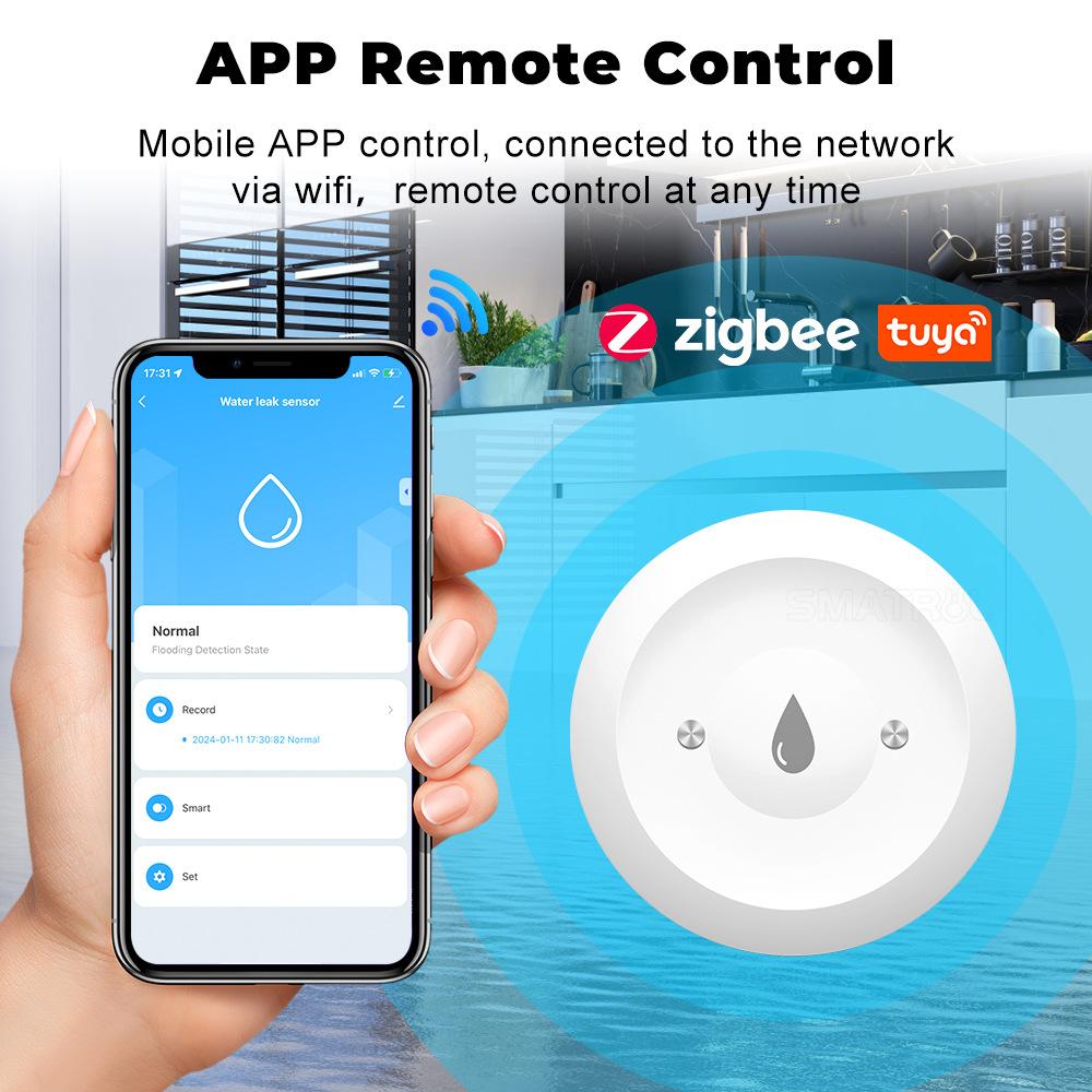 Tuya Smart для Zigbee Датчик воды Детектор протечки воды Приложение Удаленный мониторинг Поддержка Домашний помощник Zigbee2mqtt