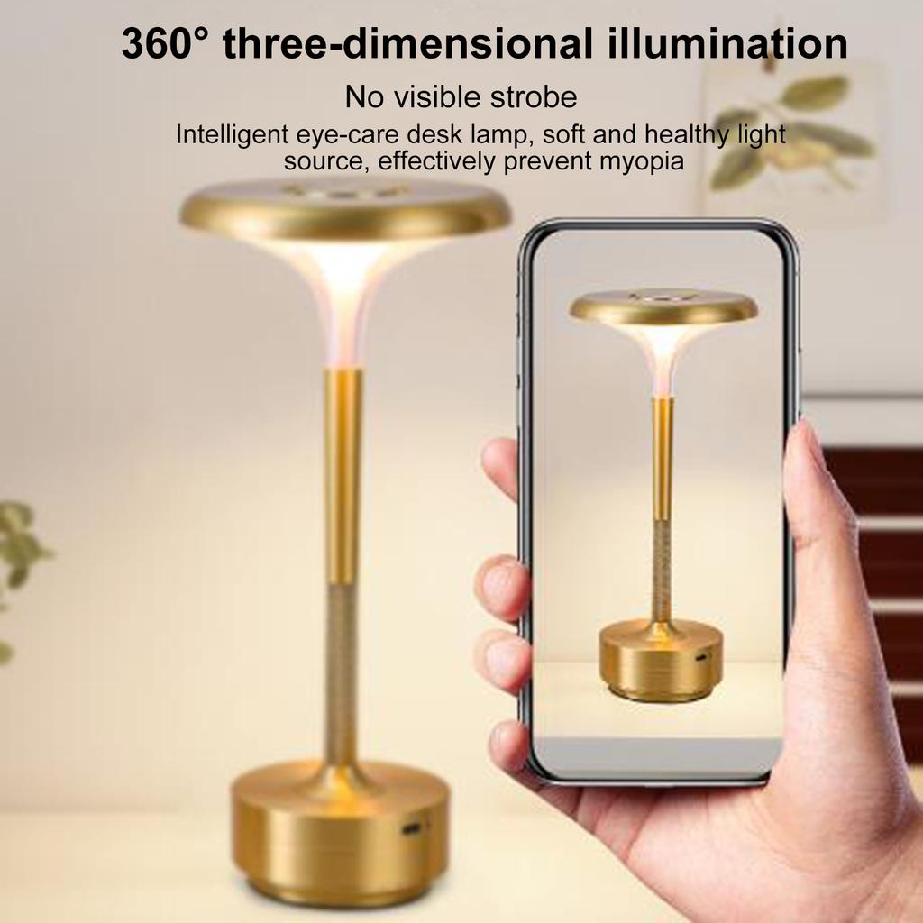 Rechargeable LED Table Lamp Touch Control Stepless Dimmable Nightstand Light Portable Desk Lamp for
