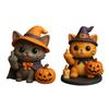 Halloween Cat Figurine Middle Finger Mini Cat Statue Desktop Wizard Hat Cat Ornament for Home Desk Shelf Mantel Party Decoration