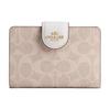 New COACH Corner ZipSignature Coated Canvas Wallet Medium Size Women's Sand & Chalk CW786-IMXDM