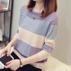 Spring Autumn Sweater Women Color Blocked Loose Striped Stripes Pullover Thin Knitting Loose Knitted Sweater Pullover Jumper Casual Top