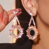Fashion Glass Rhinestone Earrings Female Personalized Exaggerated Crystal Flower Earrings