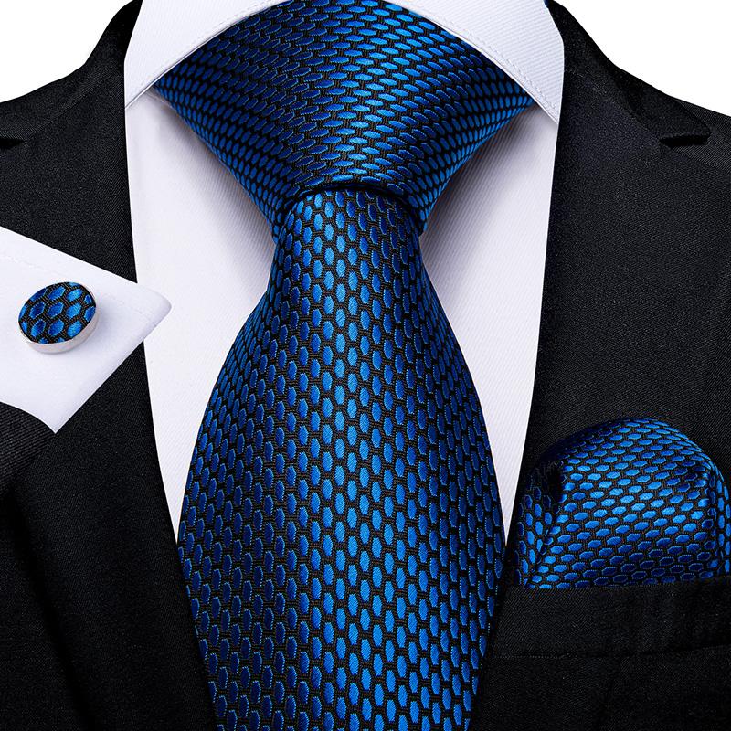 2025 Luxury Mens Necktie Set Business Tie Silk Hanky Cufflinks Set