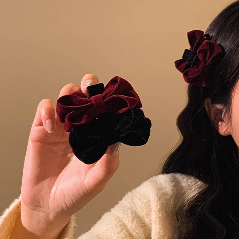 1 пара изысканных простых бархатных заколок-бантов для женщин и девочек, милые универсальные заколки для волос с челкой, аксессуары для волос, подарки