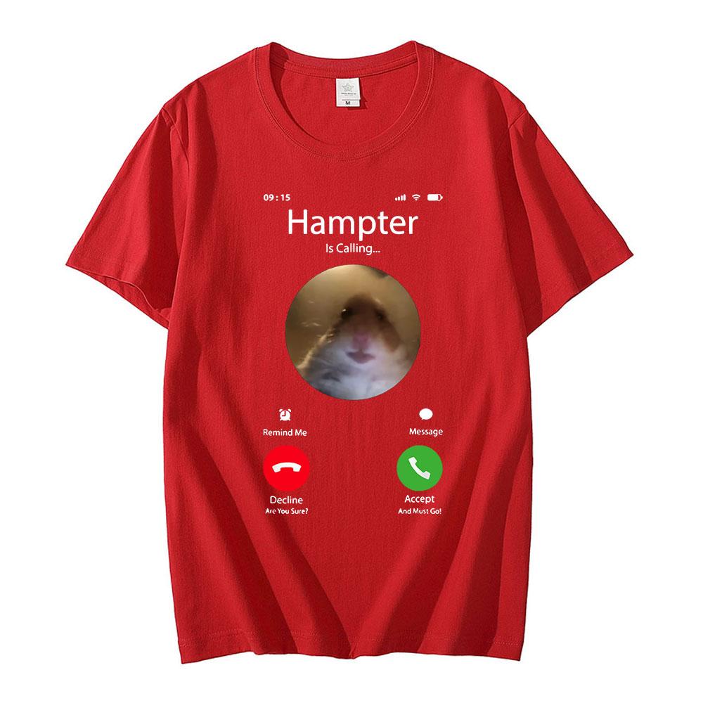 Dank Meme Hamster Staring Front Camera Hampter Calling Tshirt Short Sleeve Fashion Harajuku Kawaii Tshirt Unisexs Y2k Clothing