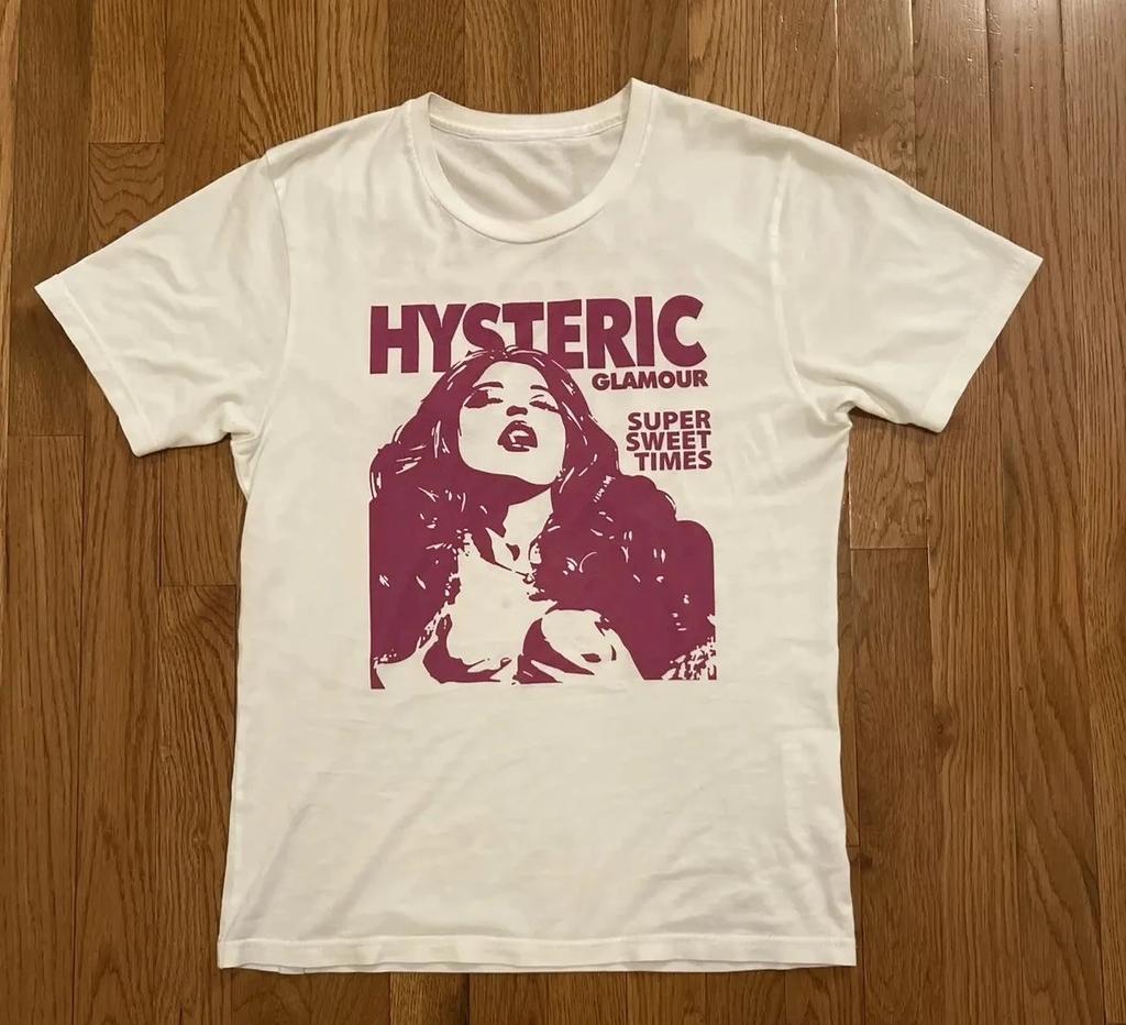 Футболка Hysteric Glamour в стиле ретро 90-х, переиздание, угольного цвета, для мужчин и женщин, графическая футболка Y2k с коротким рукавом, унисекс, мужская, женская, летняя