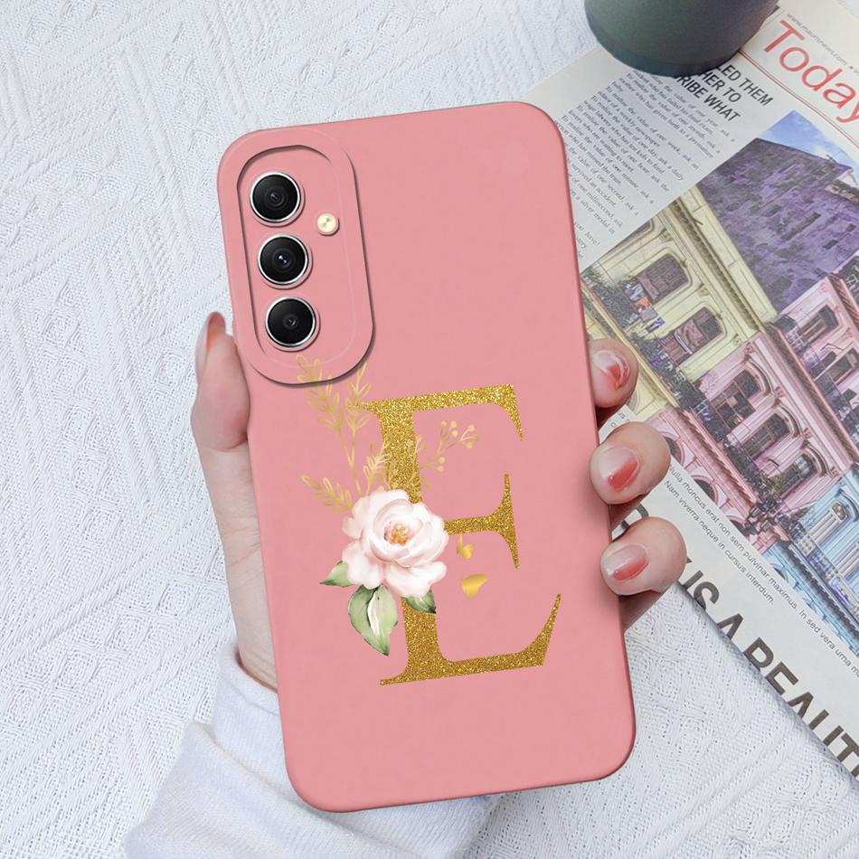 Чехол для телефона Samsung Galaxy A34 A33 A32 Элегантный Розовый Буква Мягкий Жидкий Силикон Квадратная Задняя Крышка Для Samsung A 34 33 32 Оболочка