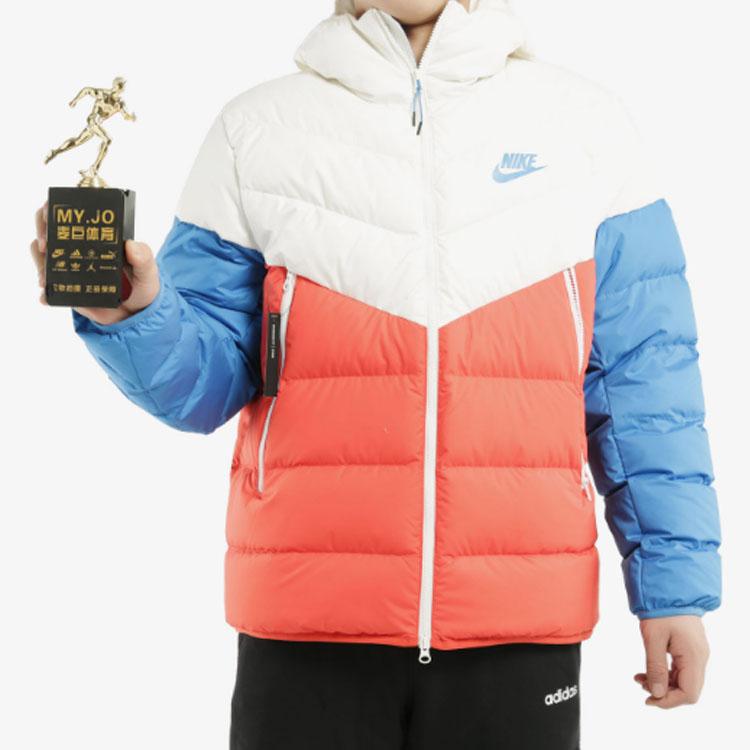 Nike Мужская куртка-пуховик с капюшоном Windrunner, верхняя одежда, красный, синий, белый 928834-133