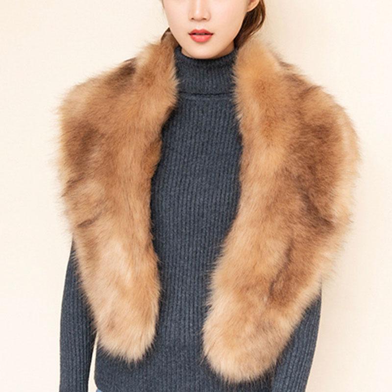 Роскошный декоративный женский воротник-ошейник, воротник из искусственного меха лисы, шарфы из искусственного меха