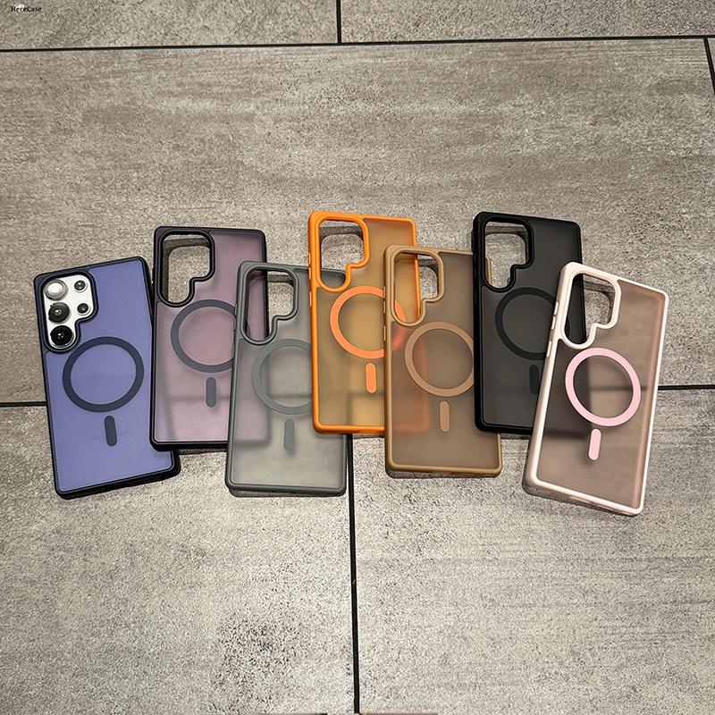 Matte Translucent Lens Protect Phone Case For Samsung Galaxy A56 A36 A16 5G A55 A35 A15 Magnetic Wireless Charge Cover