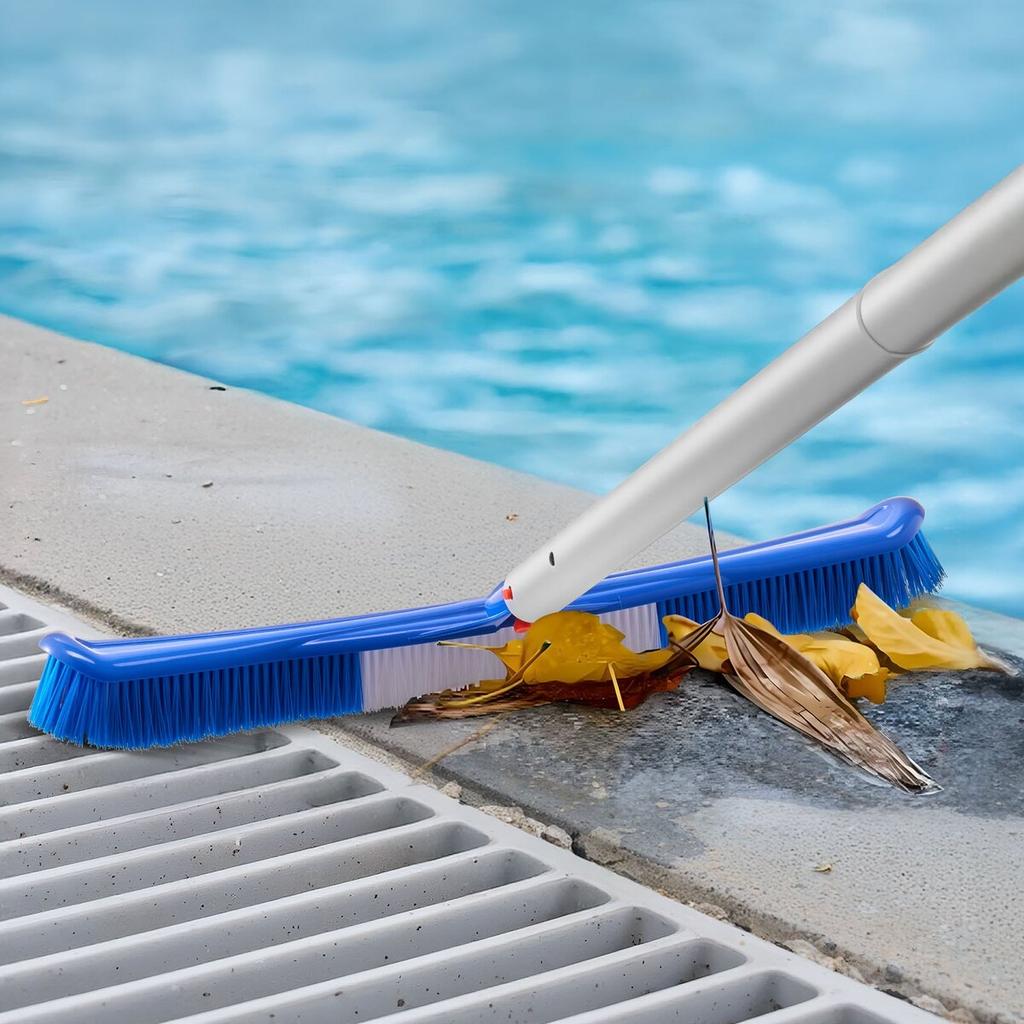 Swimming Pool Cleaning Kit, Includes 2 Detachable Brush Heads (508 mm / 139.7 mm) and 2 Pool Skimmer Nets, 4-in-1 Inground/Above Ground Pools Cleaning
