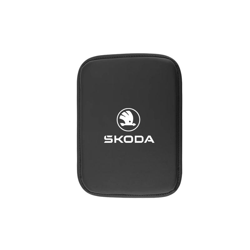 KJGK5 Car Leather Armrest Mat Arm Rest Protection Cushion Pad For Skoda Kylaq Elroq Octavia Enyaq Kamiq Scala Rapid Superb Karoq Fabia