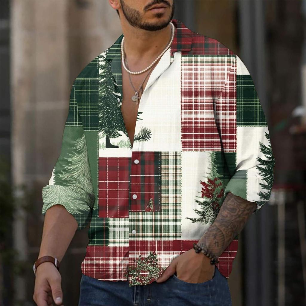 Men'S Casual Loose Fitting Long Sleeved Shirt Fashionable Lapel Shirt Top