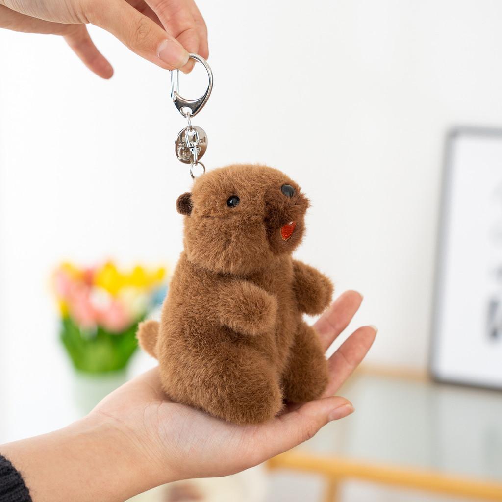 Plush Marmota Key Chain Pendant With Sound For Backpack Decoration And Gift Idea
