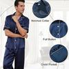 2Pcs/Set Silk Satin Men Pajama Set Notch Collar Button Down Pajama Top with Chest Pocket
