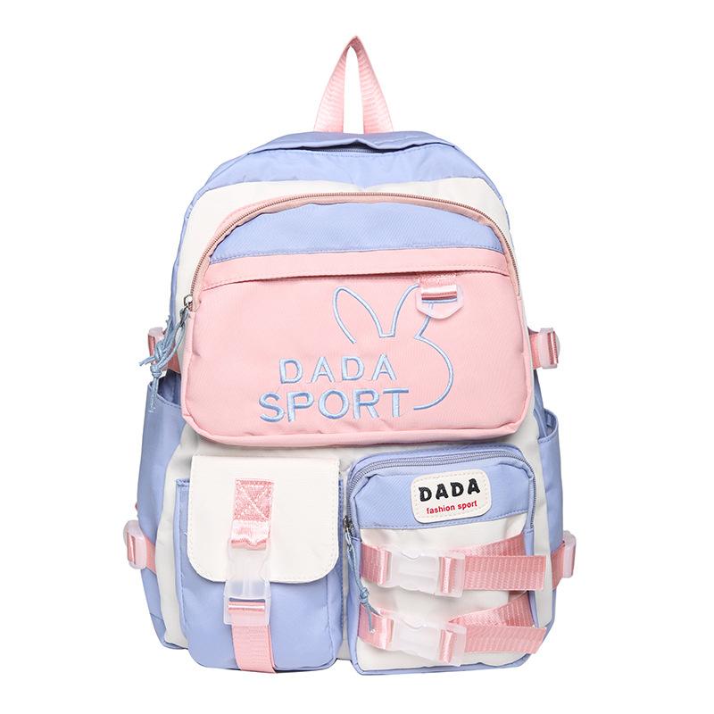 Backpack for Middle School Students, Korean Style Trendy Color-blocking Backpack