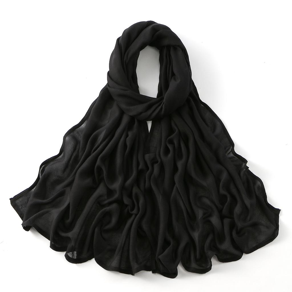 Muslim Modal Hijab Cotton Rayon Scarf for Women Double Stitching Wide Edge Rayon Shawl Islamic Thin Soft Viscose Turban Headband