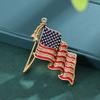 Patriotic American Flag Brooch Zinc Alloy Rhinestone Enamel Waving US National Flag Pin Sweater Backpack Hat Decoration Men Women Clothing Accessories