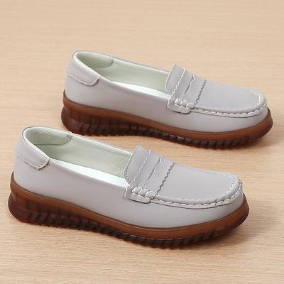 Кожаная обувь для мам весна и лето удобная мягкая подошва нескользящая средняя и пожилая подошва из говяжьей жилы женская обувь на одном педале туфли Doudou