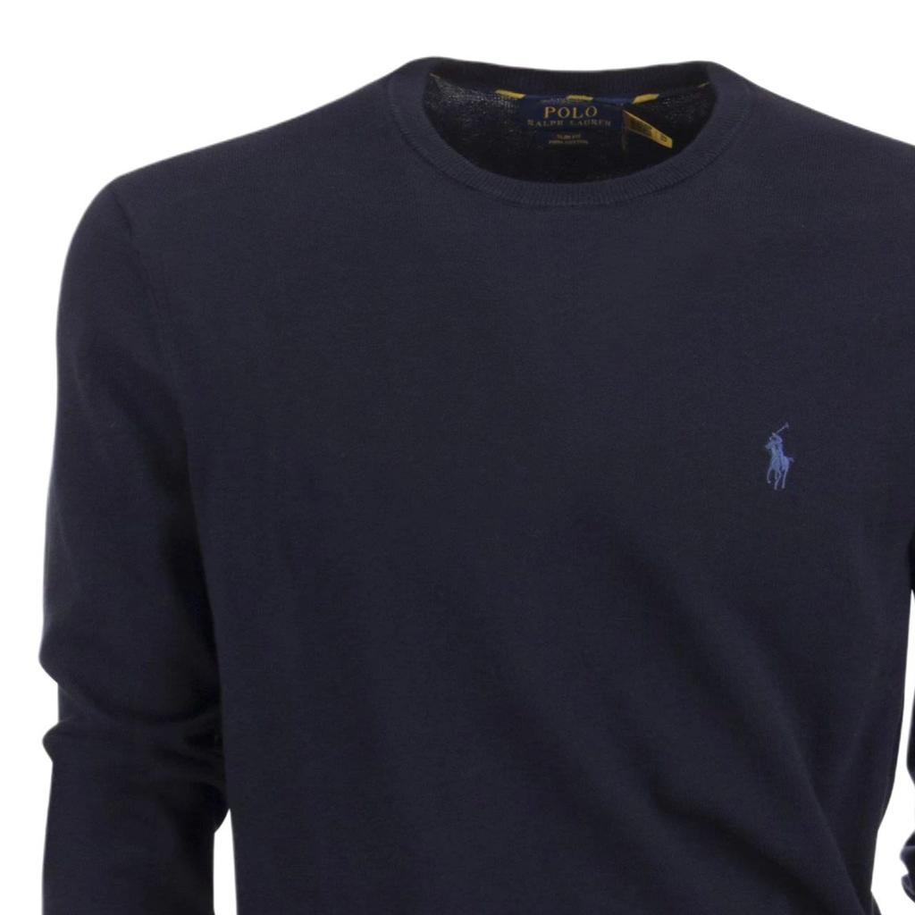 Polo Ralph Lauren FW21 Logo Embroidered Crewneck Sweater Men Sweater Dark-Blue 710684957-001