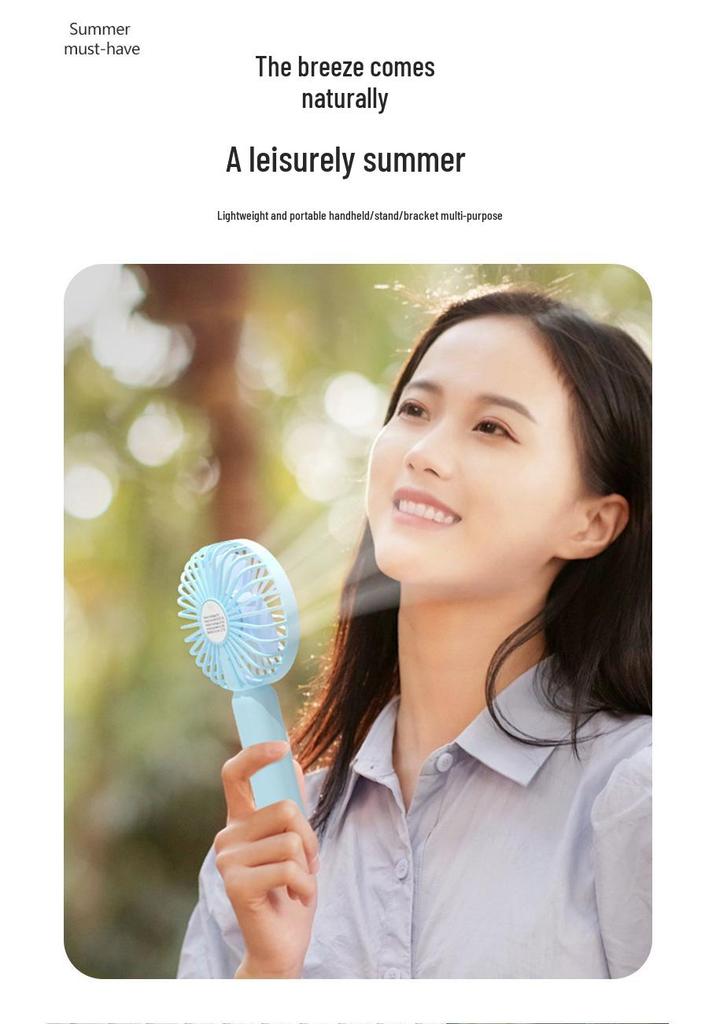 Portable Silent Desktop Fan: Handheld, Rechargeable, 3-Speed, Customizable, Powerful Wind for Dormitories