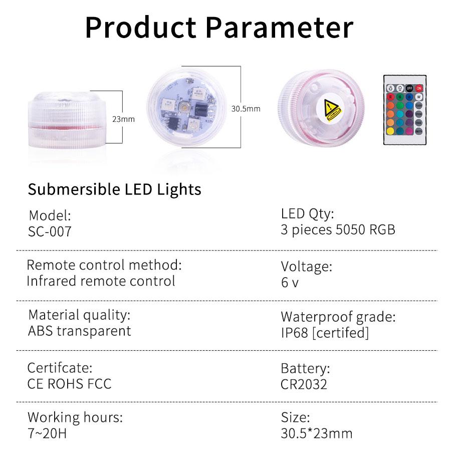 3 светодиода RGB светодиодный подводный светильник погружной ночной светильник питание от батареек садовый светильник для бассейна для свадебной вечеринки ваза чаша